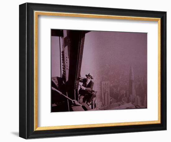 Empire State Building under Construction, Showing an Inspector Checking Work, 1930 (B/W Photo)-Lewis Wickes Hine-Framed Giclee Print