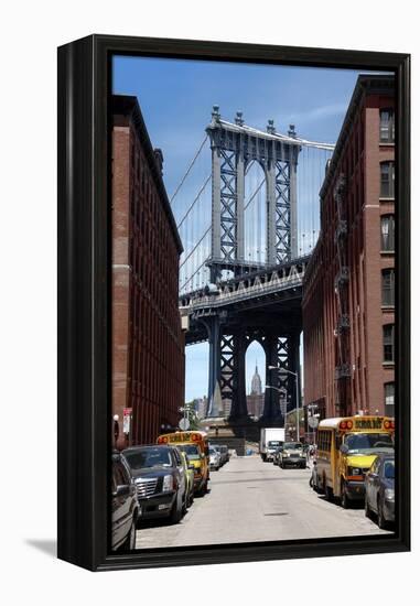 Empire State Building Underneath Brooklyn Bridge from DUMBO, Brooklyn-null-Framed Stretched Canvas