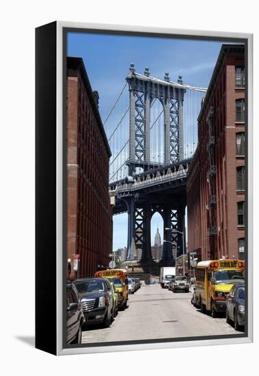 Empire State Building Underneath Brooklyn Bridge from DUMBO, Brooklyn-null-Framed Stretched Canvas