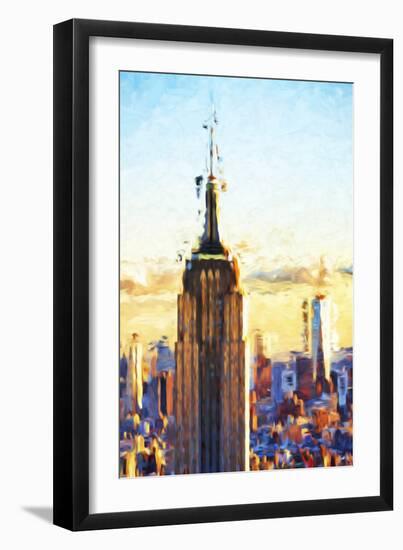 Empire State Sunset - In the Style of Oil Painting-Philippe Hugonnard-Framed Giclee Print