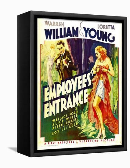 Employees' Entrance, Warren William, Loretta Young on Window Card, 1933-null-Framed Stretched Canvas