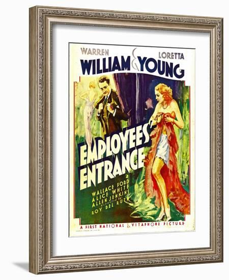 Employees' Entrance, Warren William, Loretta Young on Window Card, 1933-null-Framed Photo