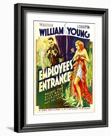 Employees' Entrance, Warren William, Loretta Young on Window Card, 1933-null-Framed Photo