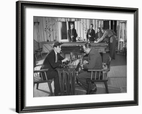 Employees of Mylly Koski Playing Pool and Chess in Game Room-Mark Kauffman-Framed Premium Photographic Print