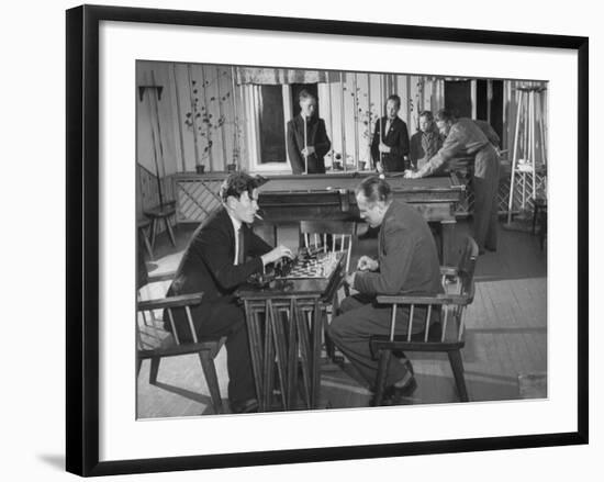 Employees of Mylly Koski Playing Pool and Chess in Game Room-Mark Kauffman-Framed Premium Photographic Print