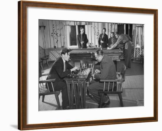 Employees of Mylly Koski Playing Pool and Chess in Game Room-Mark Kauffman-Framed Premium Photographic Print