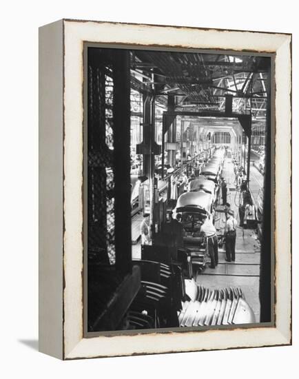 Employees Working on Cars as They Move Down Assembly Line-Ralph Morse-Framed Premier Image Canvas