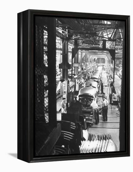 Employees Working on Cars as They Move Down Assembly Line-Ralph Morse-Framed Premier Image Canvas