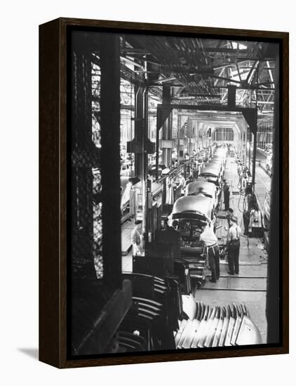 Employees Working on Cars as They Move Down Assembly Line-Ralph Morse-Framed Premier Image Canvas