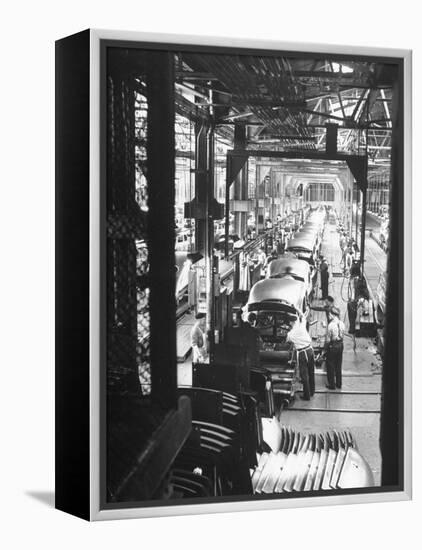 Employees Working on Cars as They Move Down Assembly Line-Ralph Morse-Framed Premier Image Canvas