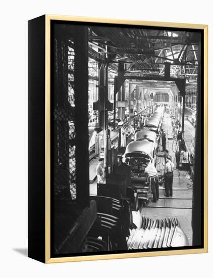 Employees Working on Cars as They Move Down Assembly Line-Ralph Morse-Framed Premier Image Canvas