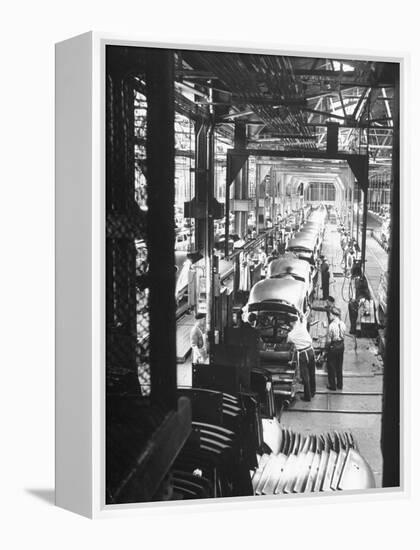 Employees Working on Cars as They Move Down Assembly Line-Ralph Morse-Framed Premier Image Canvas