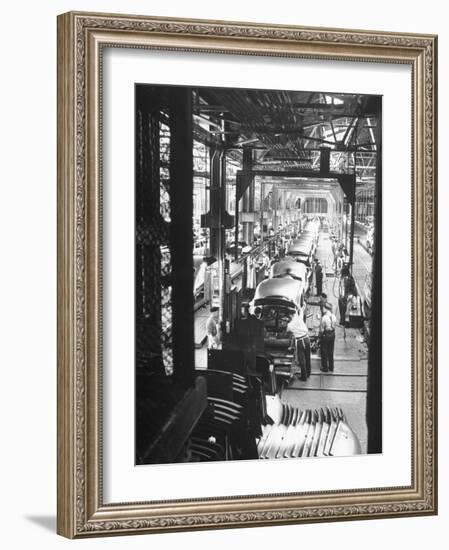 Employees Working on Cars as They Move Down Assembly Line-Ralph Morse-Framed Photographic Print