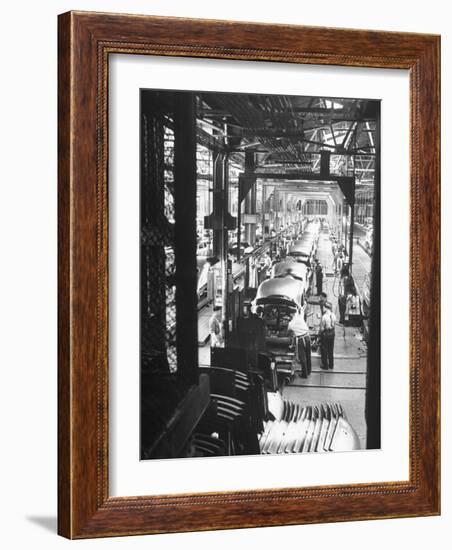 Employees Working on Cars as They Move Down Assembly Line-Ralph Morse-Framed Photographic Print