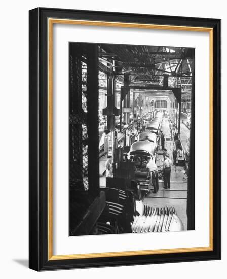 Employees Working on Cars as They Move Down Assembly Line-Ralph Morse-Framed Photographic Print