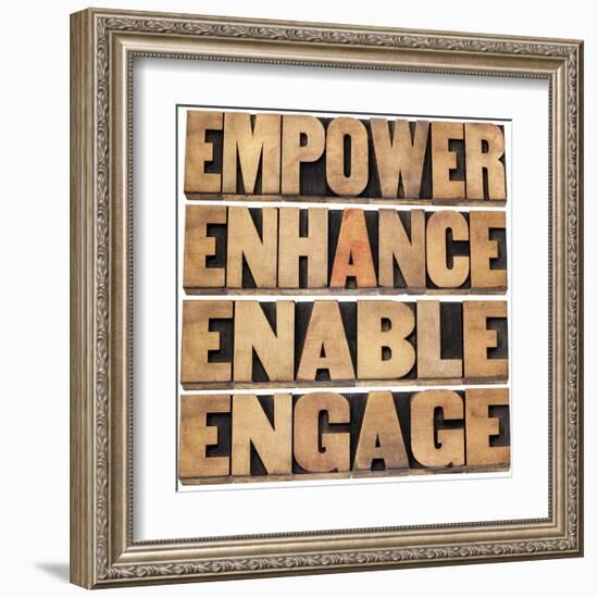 Empower, Enhance, Enable and Engage-PixelsAway-Framed Art Print