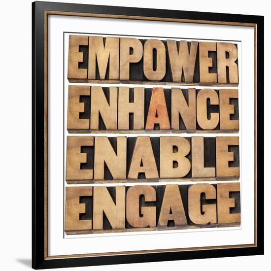 Empower, Enhance, Enable and Engage-PixelsAway-Framed Art Print