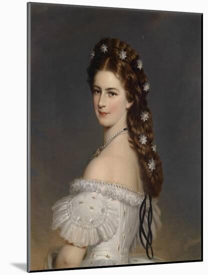 Empress Elisabeth of Austria with Diamond Stars in Her Hair, Ca 1860-Franz Xaver Winterhalter-Mounted Giclee Print