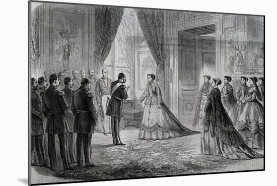 Empress Eugenie Receiving Viceroy of Egypt, Ismail Pasha at Tuileries in Paris in 1867, France-null-Mounted Giclee Print