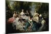 Empress Eugenie Surrounded by Ladies-In-Waiting, 1855-Franz Xaver Winterhalter-Mounted Art Print