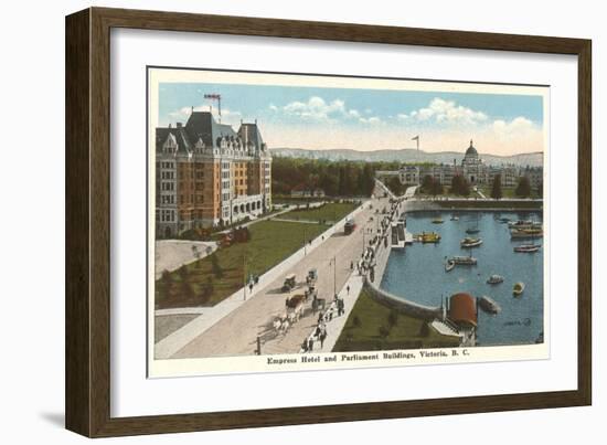 Empress Hotel and Parliament Buildings, Victoria, B.C.-null-Framed Art Print