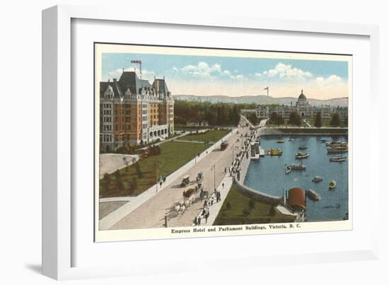 Empress Hotel and Parliament Buildings, Victoria, B.C.-null-Framed Art Print