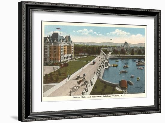 Empress Hotel and Parliament Buildings, Victoria, B.C.-null-Framed Art Print