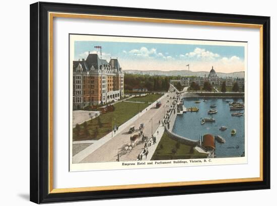 Empress Hotel and Parliament Buildings, Victoria, B.C.-null-Framed Art Print