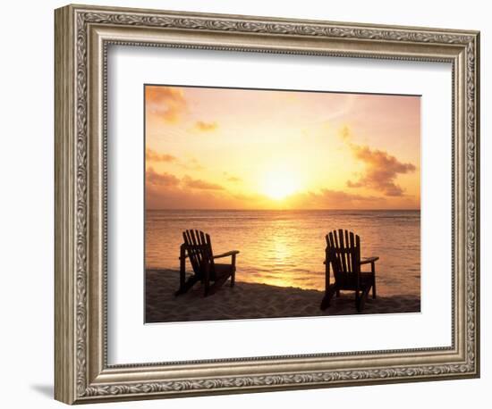 Empty Beach Chairs at Sunset, Denis Island, Seychelles-Sergio Pitamitz-Framed Photographic Print