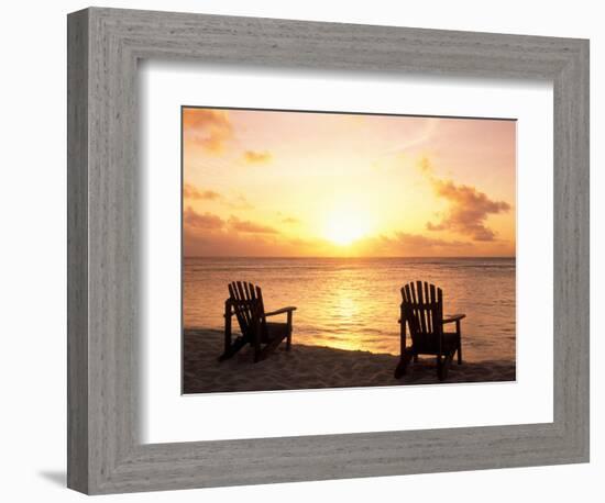 Empty Beach Chairs at Sunset, Denis Island, Seychelles-Sergio Pitamitz-Framed Photographic Print