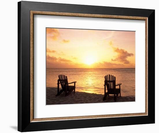 Empty Beach Chairs at Sunset, Denis Island, Seychelles-Sergio Pitamitz-Framed Photographic Print