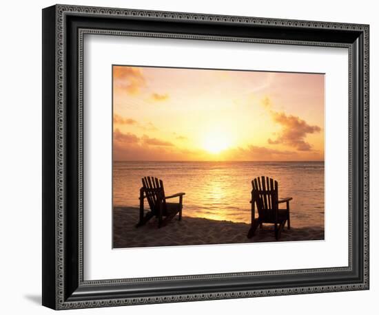 Empty Beach Chairs at Sunset, Denis Island, Seychelles-Sergio Pitamitz-Framed Photographic Print