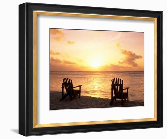 Empty Beach Chairs at Sunset, Denis Island, Seychelles-Sergio Pitamitz-Framed Photographic Print