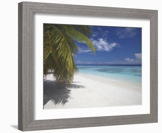 Empty Beach on Tropical Island, Maldives, Indian Ocean, Asia-Sakis Papadopoulos-Framed Photographic Print