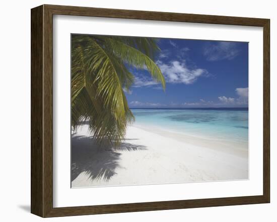 Empty Beach on Tropical Island, Maldives, Indian Ocean, Asia-Sakis Papadopoulos-Framed Photographic Print