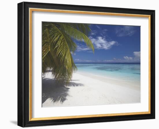 Empty Beach on Tropical Island, Maldives, Indian Ocean, Asia-Sakis Papadopoulos-Framed Photographic Print