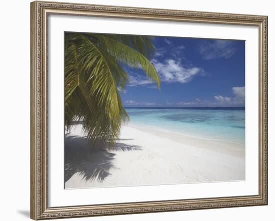 Empty Beach on Tropical Island, Maldives, Indian Ocean, Asia-Sakis Papadopoulos-Framed Photographic Print