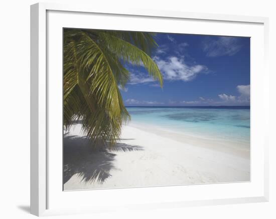 Empty Beach on Tropical Island, Maldives, Indian Ocean, Asia-Sakis Papadopoulos-Framed Photographic Print