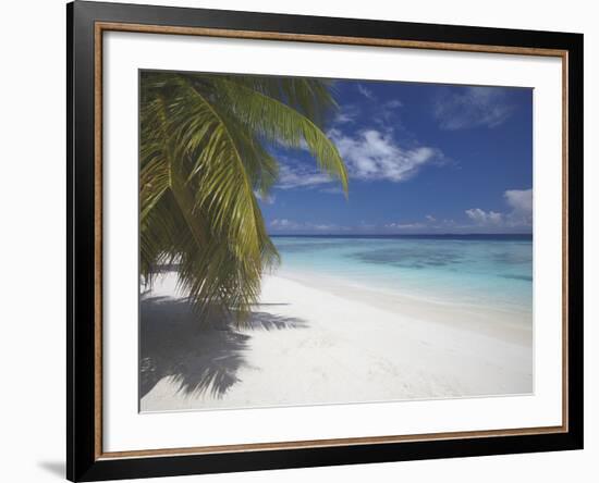 Empty Beach on Tropical Island, Maldives, Indian Ocean, Asia-Sakis Papadopoulos-Framed Photographic Print