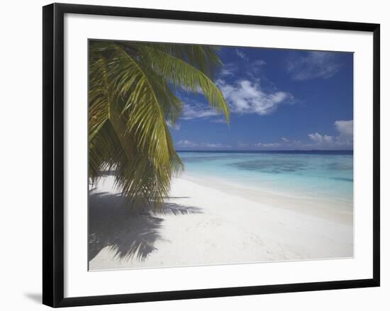 Empty Beach on Tropical Island, Maldives, Indian Ocean, Asia-Sakis Papadopoulos-Framed Photographic Print