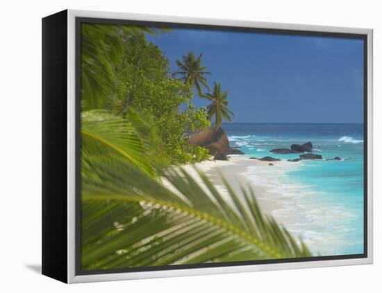 Empty Beach, Seychelles, Indian Ocean, Africa-Sakis Papadopoulos-Framed Premier Image Canvas