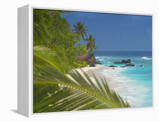 Empty Beach, Seychelles, Indian Ocean, Africa-Sakis Papadopoulos-Framed Premier Image Canvas