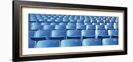 Empty Blue Seats in a Stadium, Soldier Field, Chicago, Illinois, USA-null-Framed Photographic Print