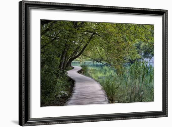 Empty Boardwalk, Lower Lakes, Plitvice Lakes NP, Croatia. Before The Large Waterfall Or Veliki Slap-Karine Aigner-Framed Photographic Print