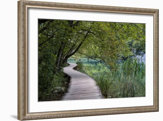 Empty Boardwalk, Lower Lakes, Plitvice Lakes NP, Croatia. Before The Large Waterfall Or Veliki Slap-Karine Aigner-Framed Photographic Print