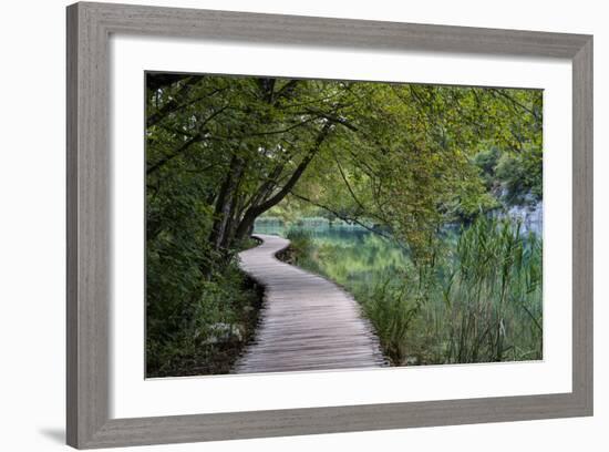 Empty Boardwalk, Lower Lakes, Plitvice Lakes NP, Croatia. Before The Large Waterfall Or Veliki Slap-Karine Aigner-Framed Photographic Print