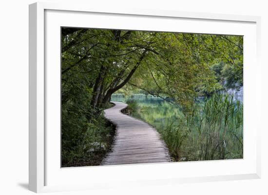 Empty Boardwalk, Lower Lakes, Plitvice Lakes NP, Croatia. Before The Large Waterfall Or Veliki Slap-Karine Aigner-Framed Photographic Print