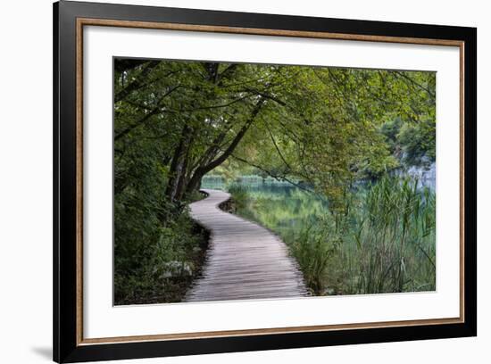 Empty Boardwalk, Lower Lakes, Plitvice Lakes NP, Croatia. Before The Large Waterfall Or Veliki Slap-Karine Aigner-Framed Photographic Print