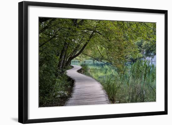 Empty Boardwalk, Lower Lakes, Plitvice Lakes NP, Croatia. Before The Large Waterfall Or Veliki Slap-Karine Aigner-Framed Photographic Print