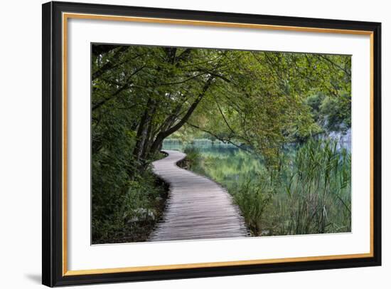 Empty Boardwalk, Lower Lakes, Plitvice Lakes NP, Croatia. Before The Large Waterfall Or Veliki Slap-Karine Aigner-Framed Photographic Print